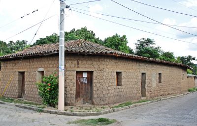 Old adobe houses and clay roof